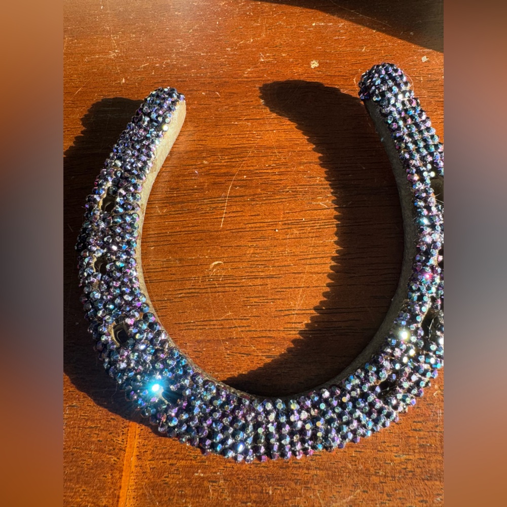 Upcycled Blinged rhinestone Lucky horseshoee